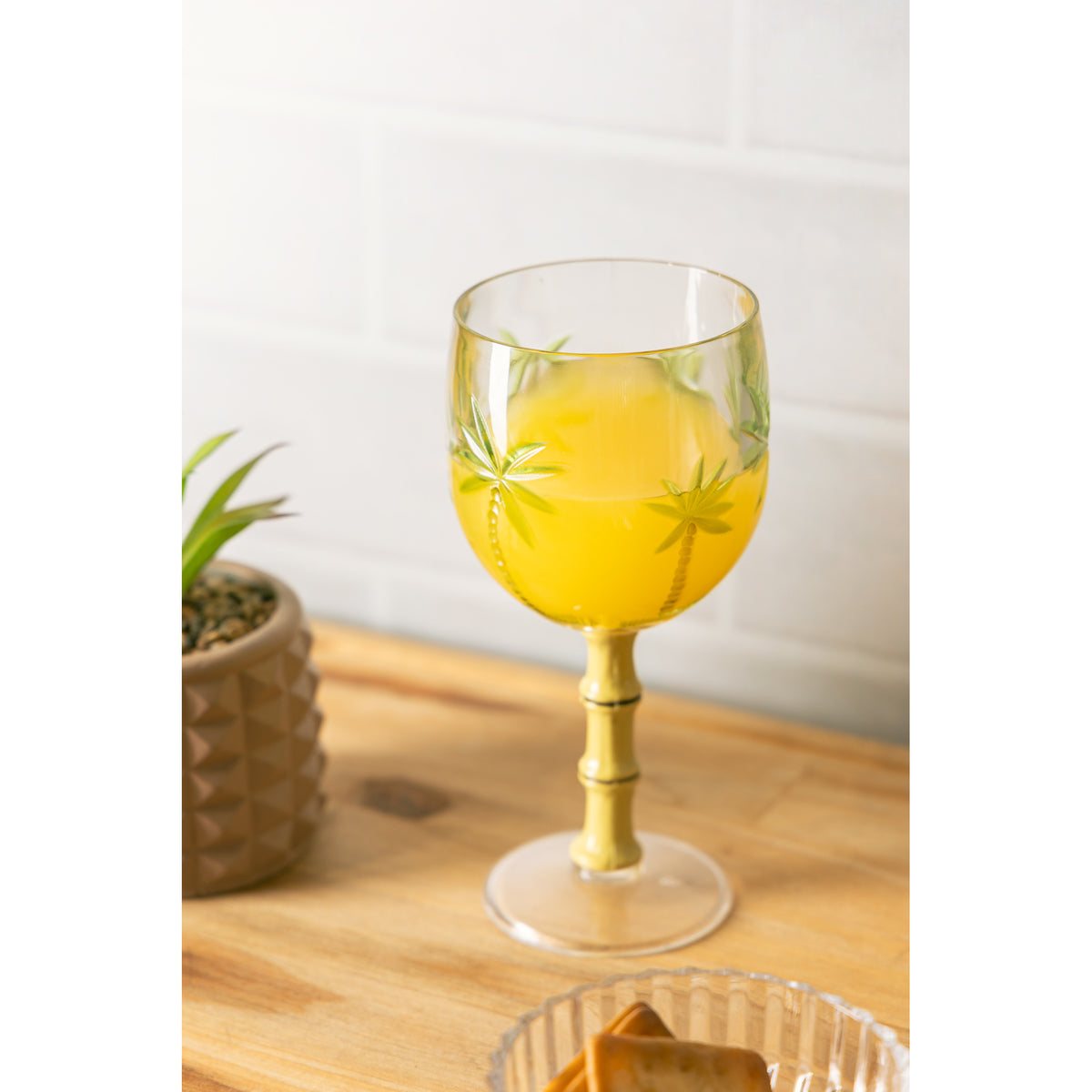 Jogo De 6 Taças Para Drink Acrílico 495ml Palm Tree - Wolff Verde