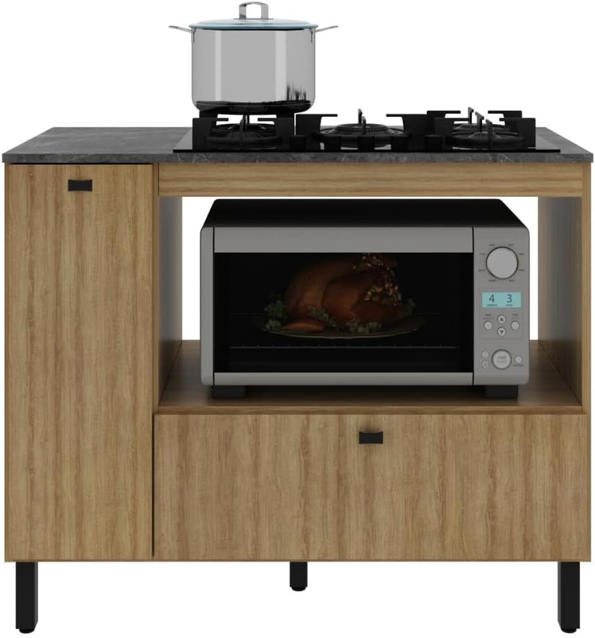 Balcão de Cozinha para Cooktop 99,7 Cm 2 Portas Bl3316 Amêndoa - Tecno Mobili