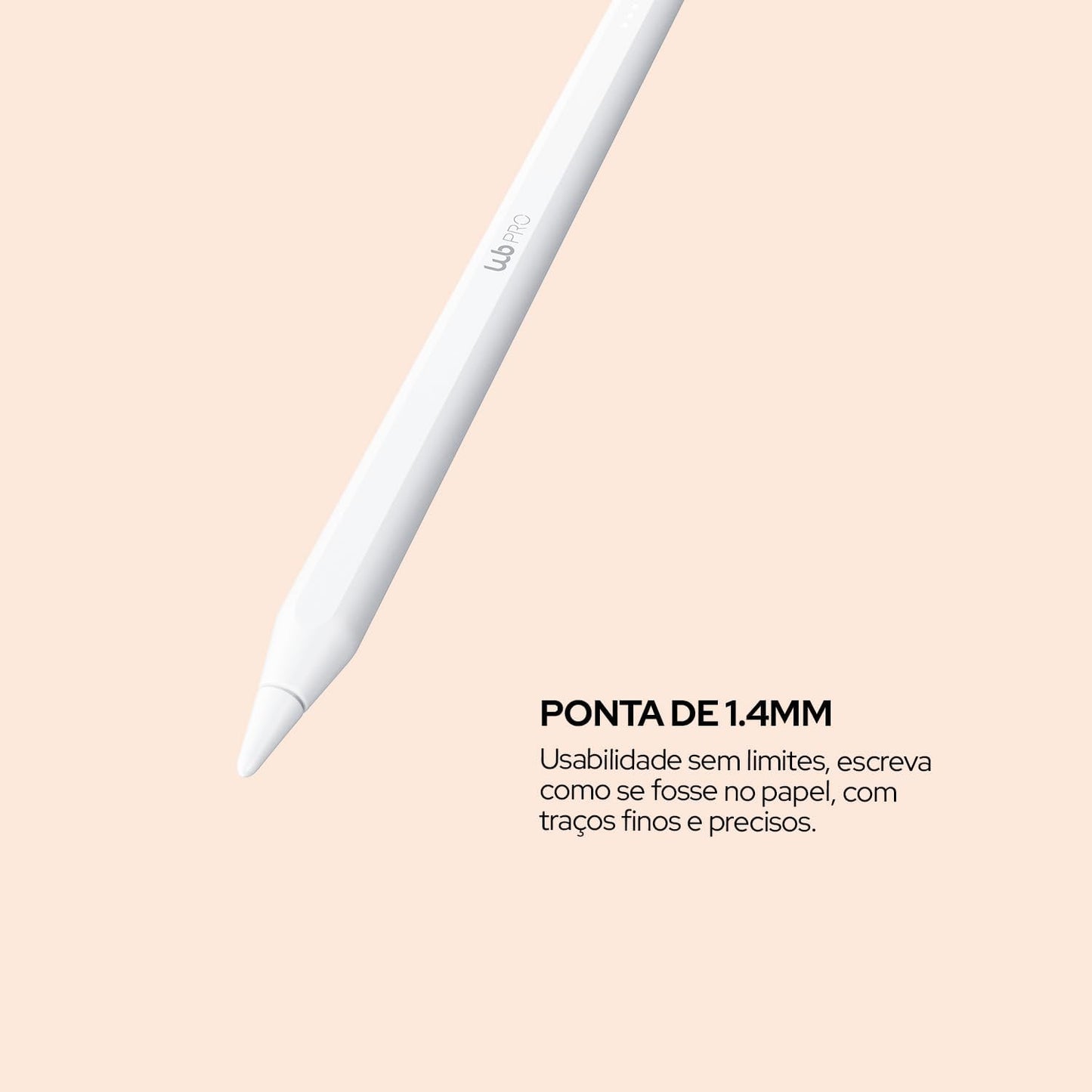 Caneta Pencil PRO WB Para iPad Branca com Palm Rejection e Sensor de ângulo com Estojo Cinza