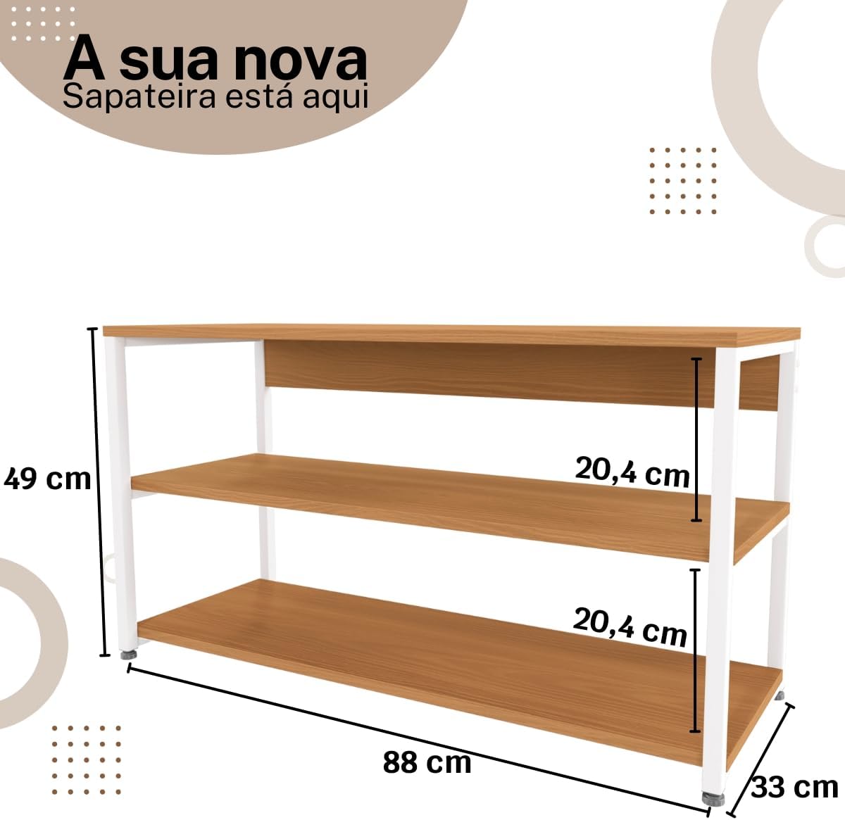 Sapateira Industrial 3 Prateleiras Canela/Branco LI020