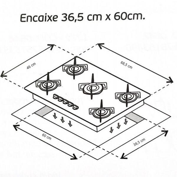 Fogão Cooktop 5 Bocas Ultra Chama Chamalux Vermelho