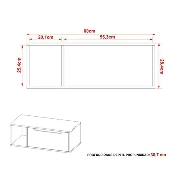 Gabinete Banheiro 80cm 1 Porta Tecno Mobili Bn3644 Branco