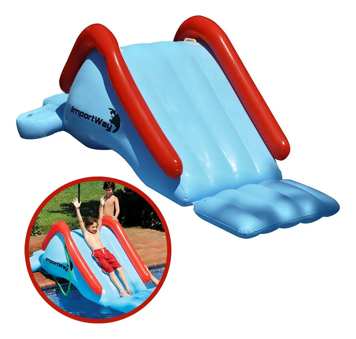 Escorregador Tobogã Inflável Para Piscinas 252x126x96cm Infantil Importway Iwegi
