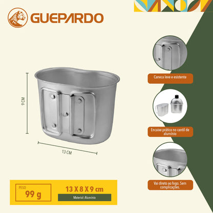 Caneca Para Cantil Guepardo 530ml Alumínio Leve Camping Trilha