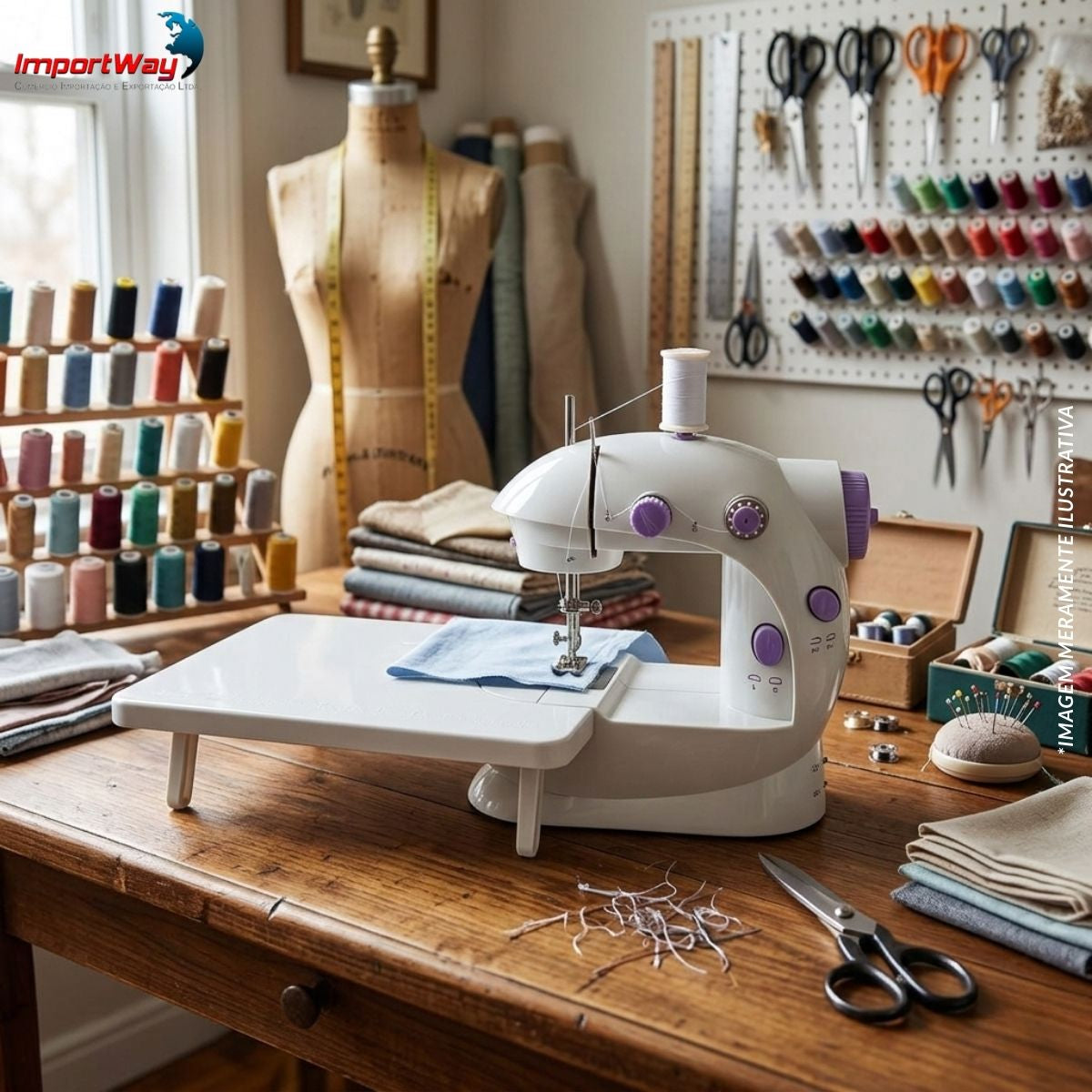 Mini Máquina De Costura Portátil Com Mesa E Kit DE Costura - IWMC507K