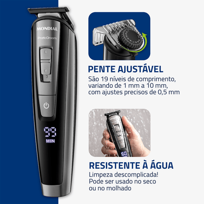 Aparador de Pelos PraticGroom Mondial Preto 6W Bivolt - BG-09