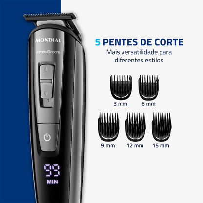 Aparador de Pelos PraticGroom Mondial Preto 6W Bivolt - BG-09