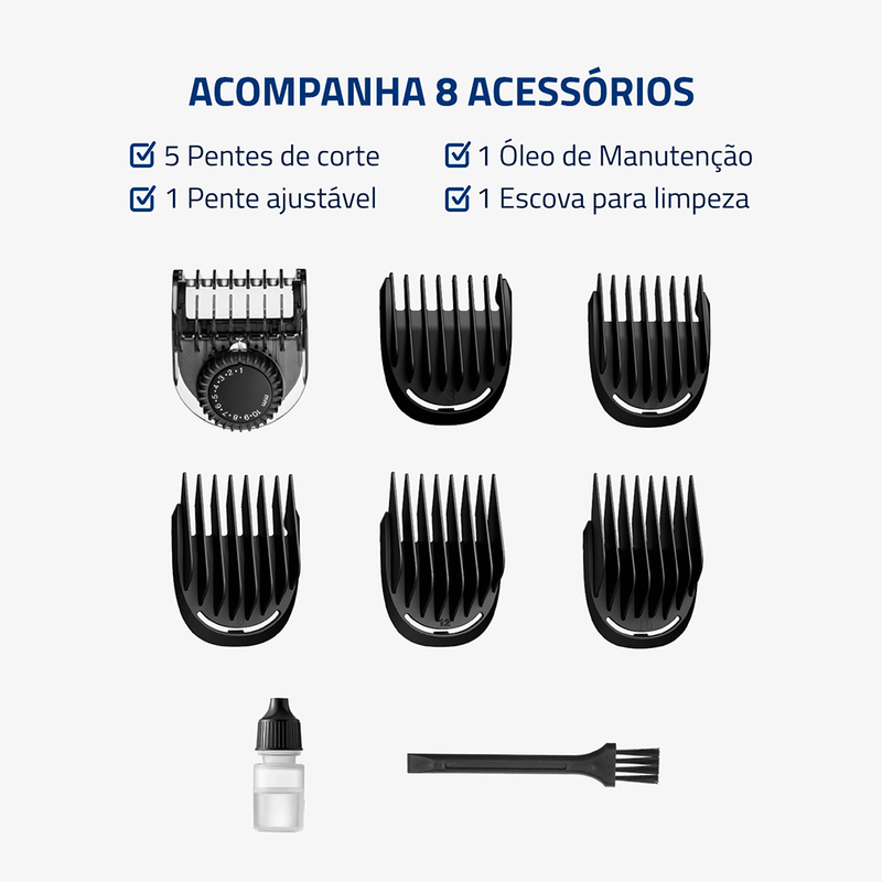 Aparador de Pelos PraticGroom Mondial Preto 6W Bivolt - BG-09