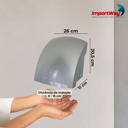 Secador de Mãos Automático Importway Sensor 127V 1500W Cinza Parede
