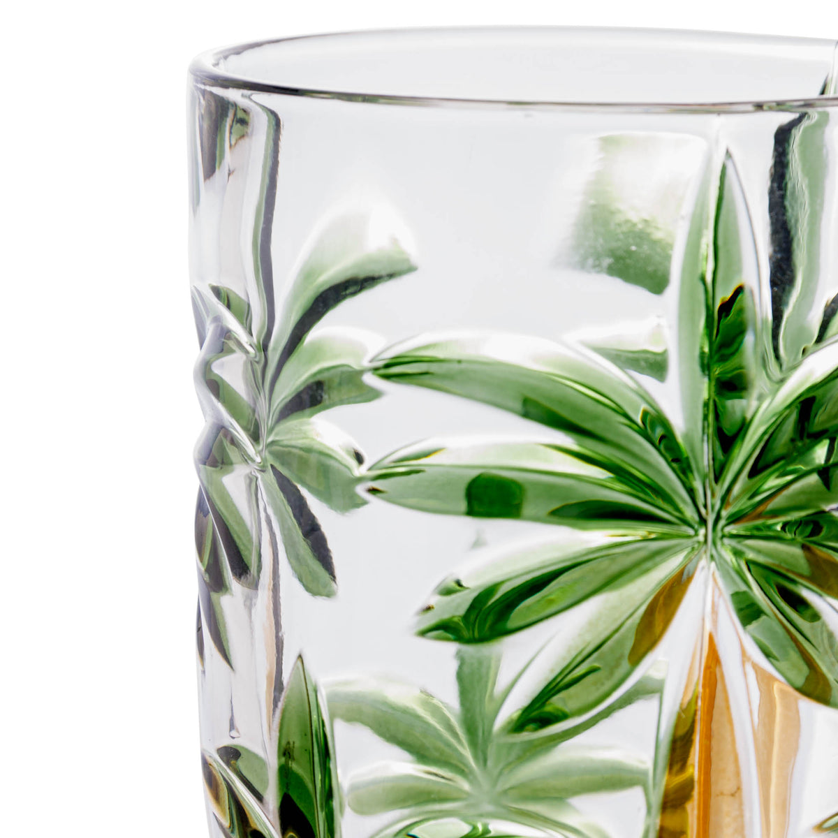 Conjunto 6 Taças Palm Tree Handpaint 450ml Cristal Ecológico - Wolff