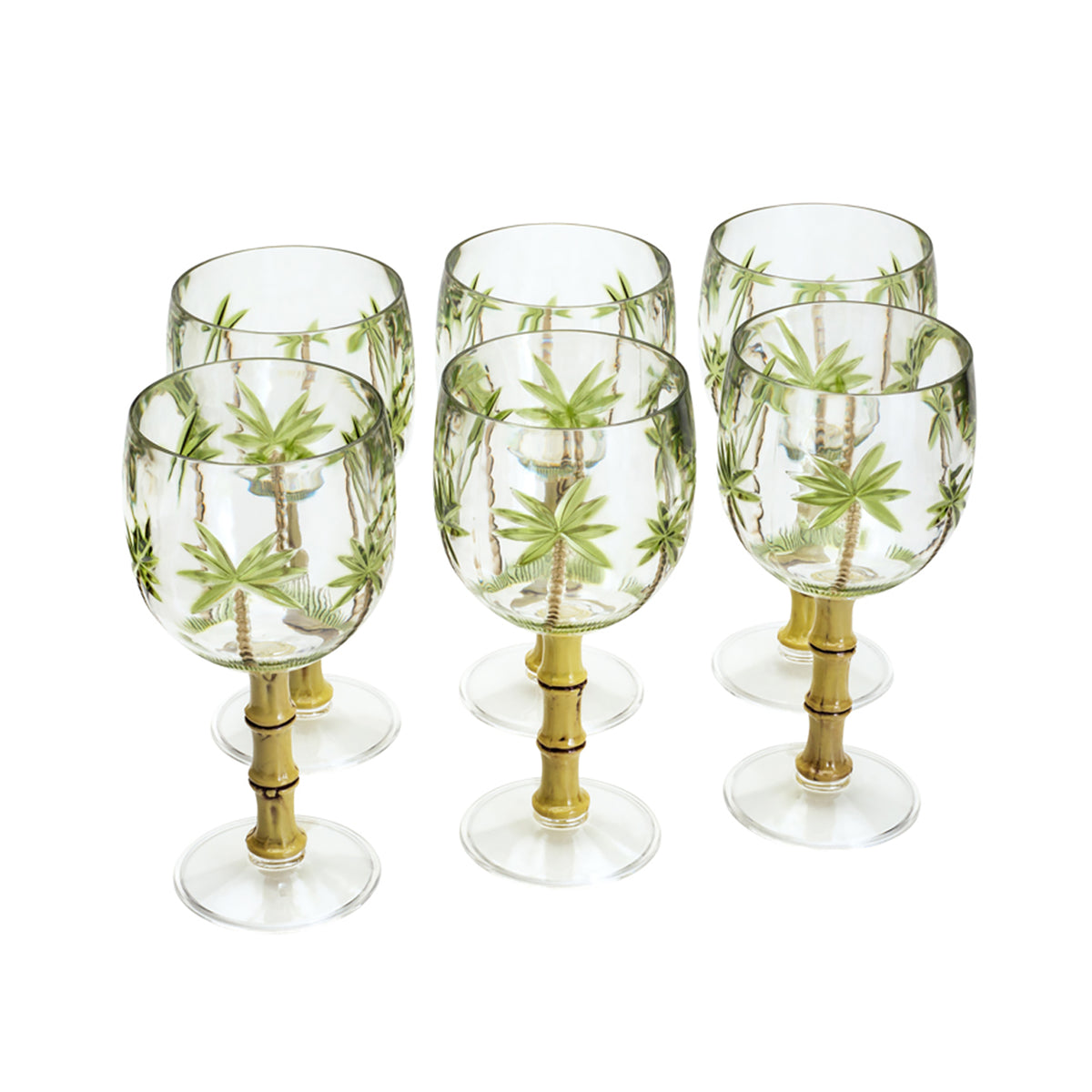 Jogo De 6 Taças Para Drink Acrílico 495ml Palm Tree - Wolff Verde