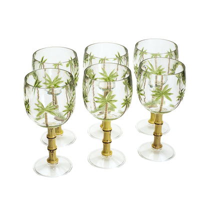Jogo De 6 Taças Para Drink Acrílico 495ml Palm Tree - Wolff Verde
