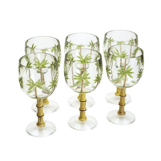 Jogo De 6 Taças Para Drink Acrílico 495ml Palm Tree - Wolff Verde