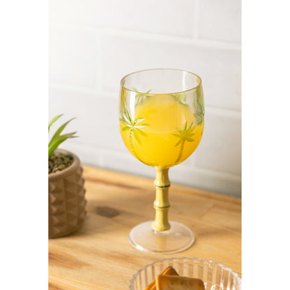 Jogo De 6 Taças Para Drink Acrílico 495ml Palm Tree - Wolff Verde