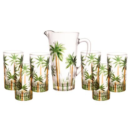 Conjunto Jarra 1,2L 6 Copos 330ml Cristal Palm Tree Wolff
