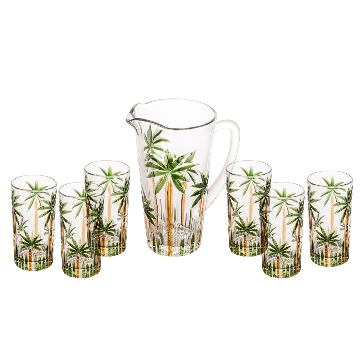 Conjunto Jarra 1,2L 6 Copos 330ml Cristal Palm Tree Wolff