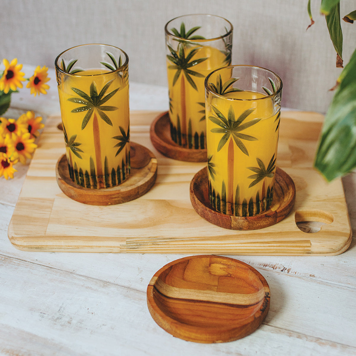 Conjunto Jarra 1,2L 6 Copos 330ml Cristal Palm Tree Wolff