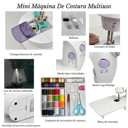Mini Máquina De Costura Portátil Com Mesa E Kit DE Costura - IWMC507K