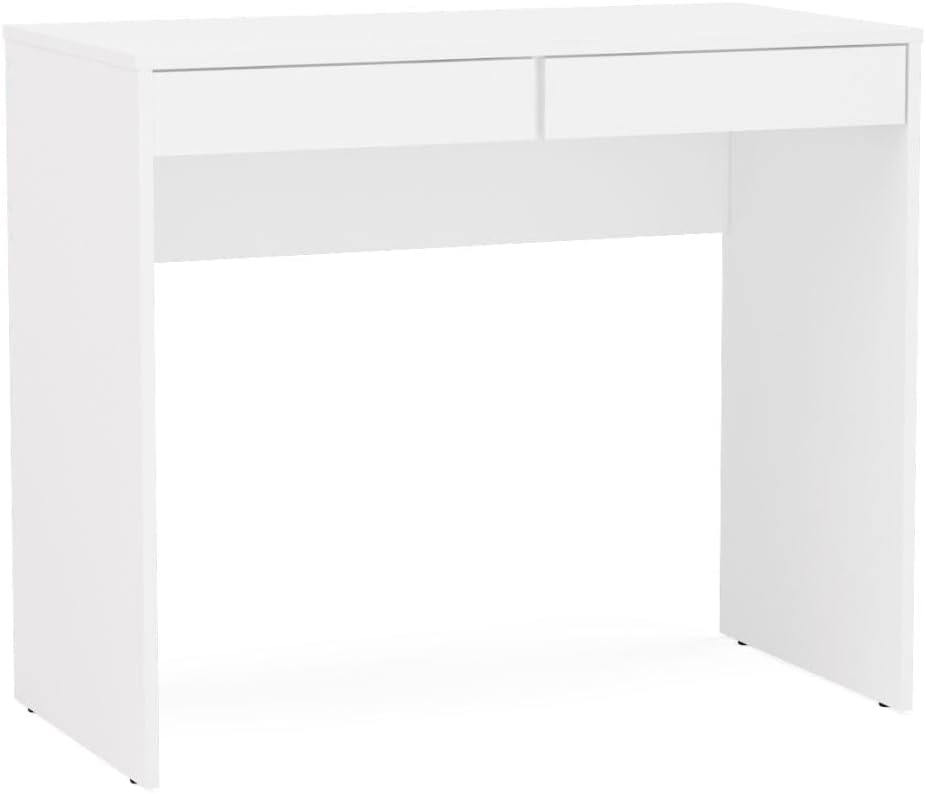 Mesa Escrivaninha Tijuca 90cm 2 Gavetas Branco - Politorno