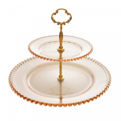 PORTA DOCES 2 ANDARES CRSIATL PEARL AMBAR METALIZADO