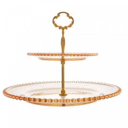 PORTA DOCES 2 ANDARES CRSIATL PEARL AMBAR METALIZADO