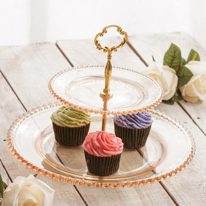 PORTA DOCES 2 ANDARES CRSIATL PEARL AMBAR METALIZADO