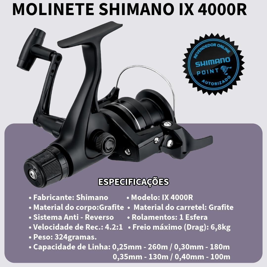 Molinete Shimano IX 4000R Traseiro Para Pesca