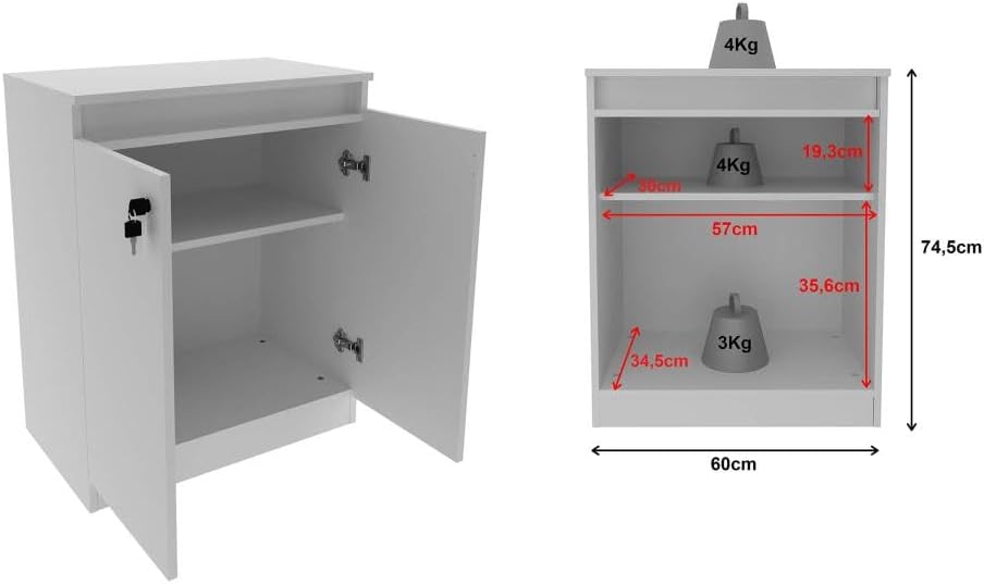 Armário Multiuso 2 portas com Chave TecnoMobili Branco