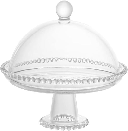 Boleira Prato de Cristal com Pé e Tampa Pearl 20cm x 18cm - Wolff