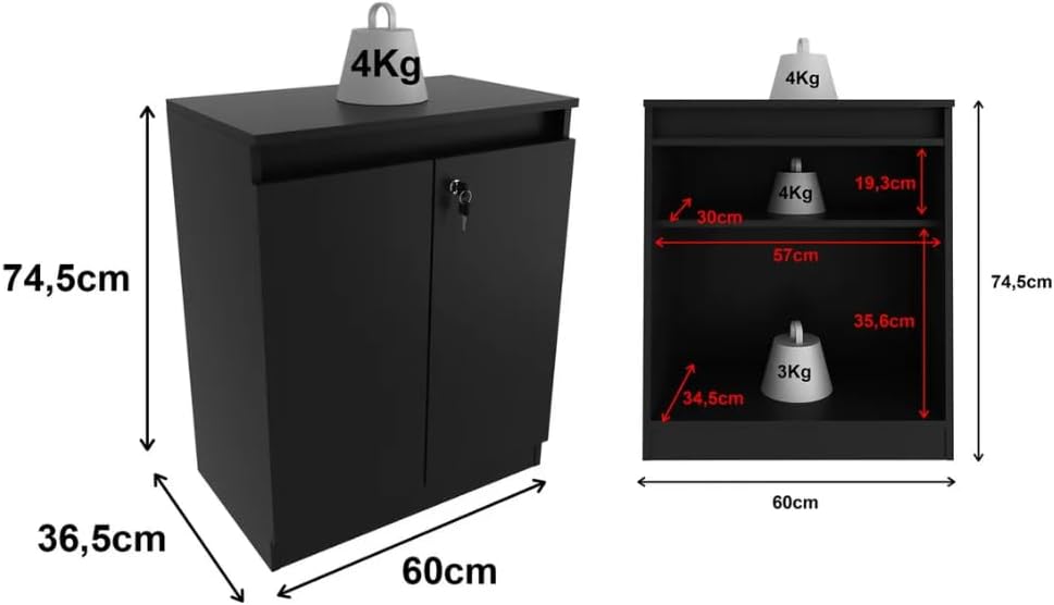 Armário 2 Portas Com Chave Tecnomobili Preto
