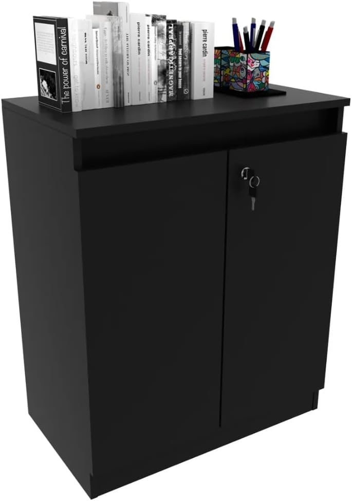 Armário 2 Portas Com Chave Tecnomobili Preto