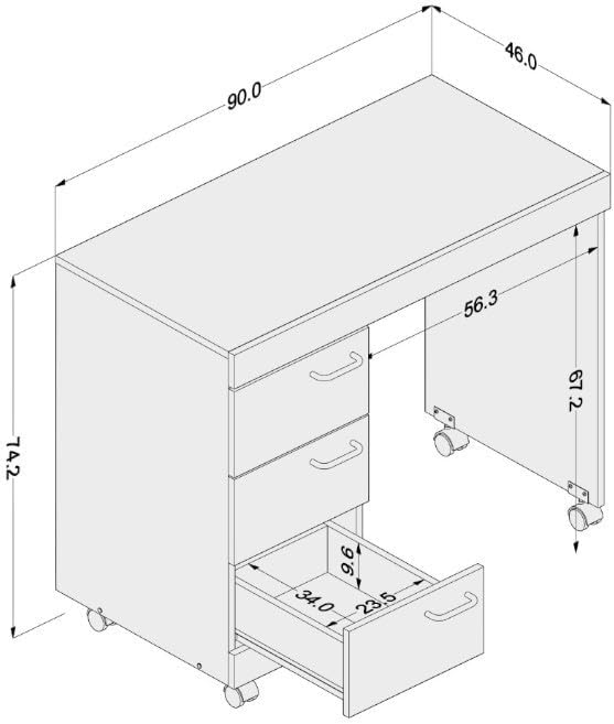 Mesa para Computador 3 Gavetas Osaka Branco - Politorno