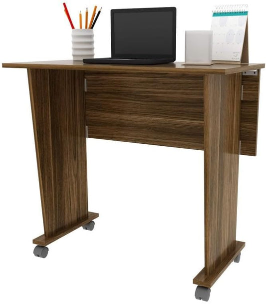 Mesa Escritório Dobrável com Rodizio Home Office Tecnomobili MDP Nogal