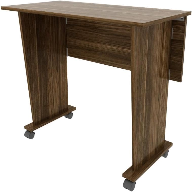 Mesa Escritório Dobrável com Rodizio Home Office Tecnomobili MDP Nogal
