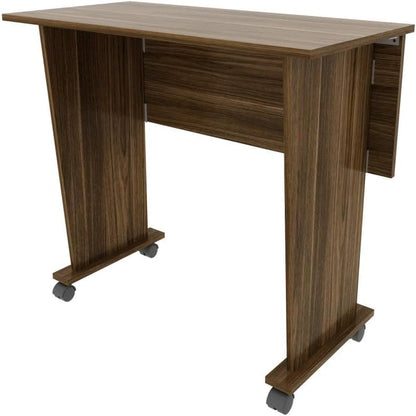 Mesa Escritório Dobrável com Rodizio Home Office Tecnomobili MDP Nogal