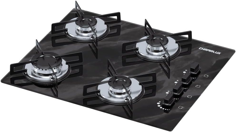 Cooktop 4 Bocas Chamalux Ultra Chama Mármore Preto