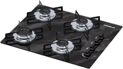 Cooktop 4 Bocas Chamalux Ultra Chama Mármore Preto