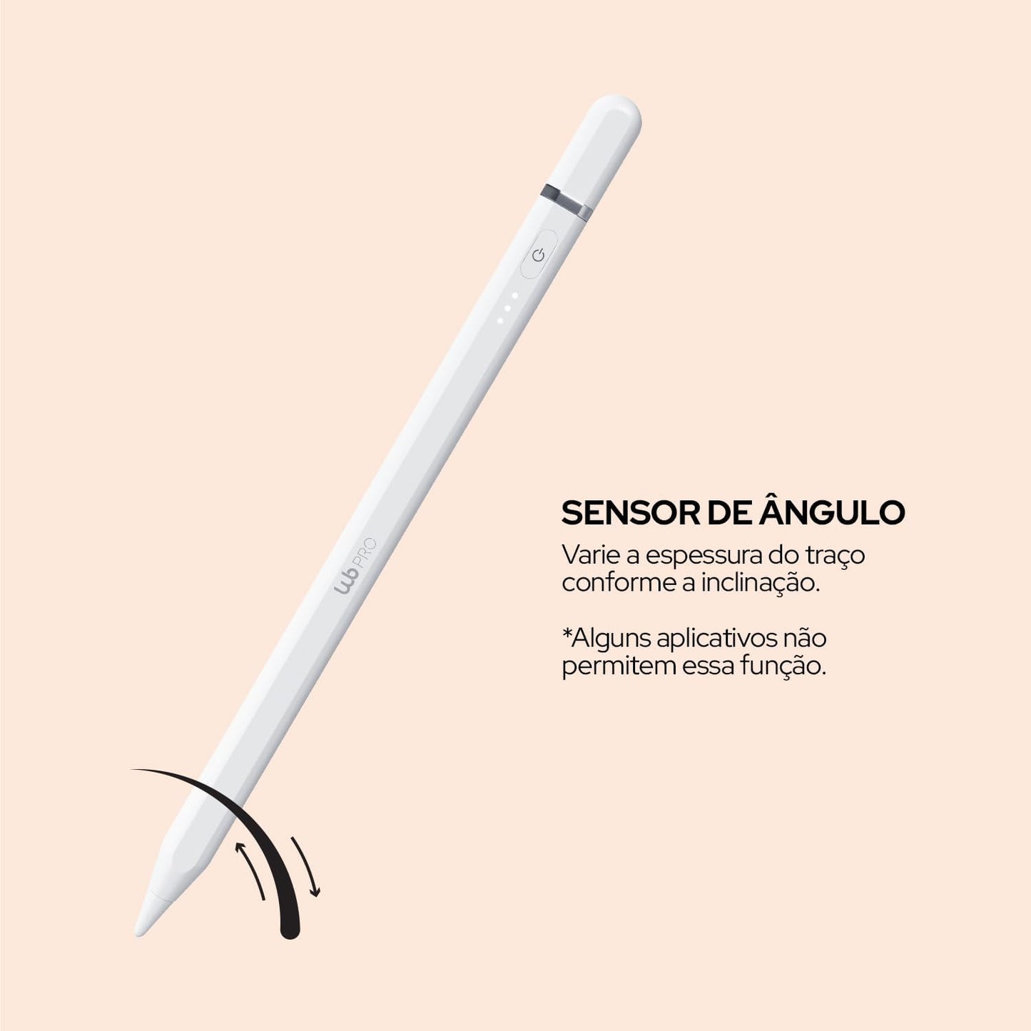 Caneta Pencil PRO WB Para iPad Branca com Palm Rejection e Sensor de ângulo com Estojo Cinza