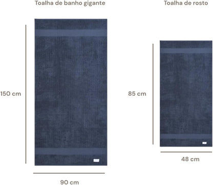Kit Jogo de Toalhas Gigante Buddemeyer 4 Peças Banho e Rosto Azul