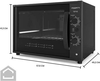 FORNO ELETRICO FOGATTI TOP60 60L BLACK 127V