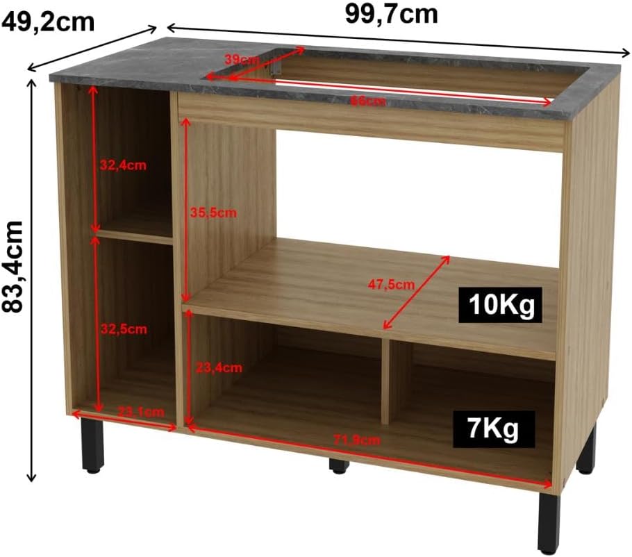 Balcão de Cozinha para Cooktop 99,7 Cm 2 Portas Bl3316 Amêndoa - Tecno Mobili