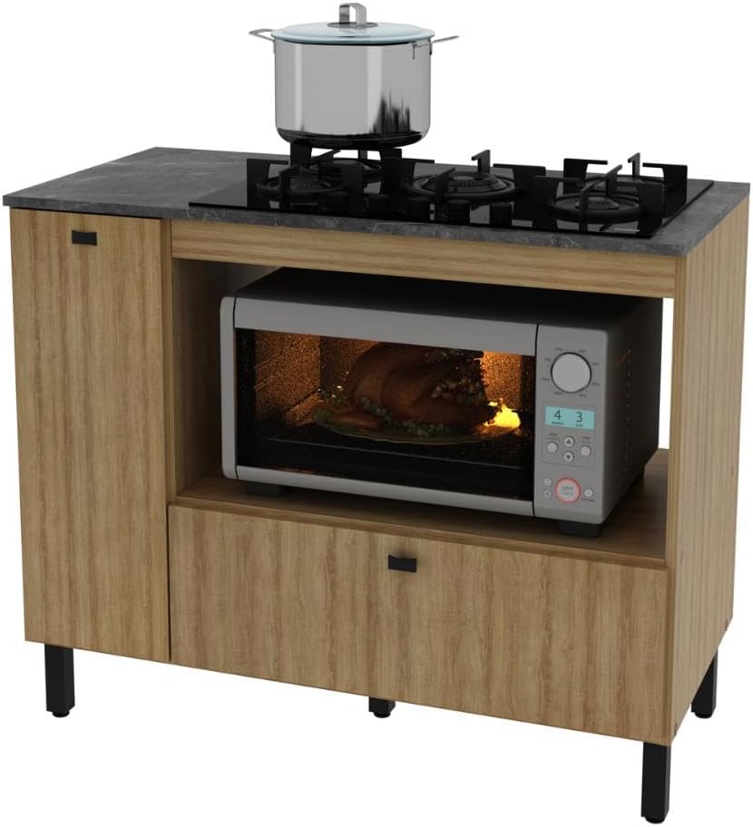 Balcão de Cozinha para Cooktop 99,7 Cm 2 Portas Bl3316 Amêndoa - Tecno Mobili