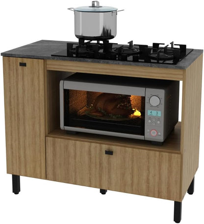 Balcão de Cozinha para Cooktop 99,7 Cm 2 Portas Bl3316 Amêndoa - Tecno Mobili