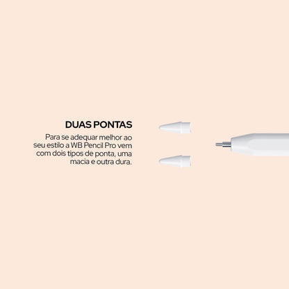 Caneta Pencil PRO WB Para iPad Branca com Palm Rejection e Sensor de ângulo com Estojo Cinza