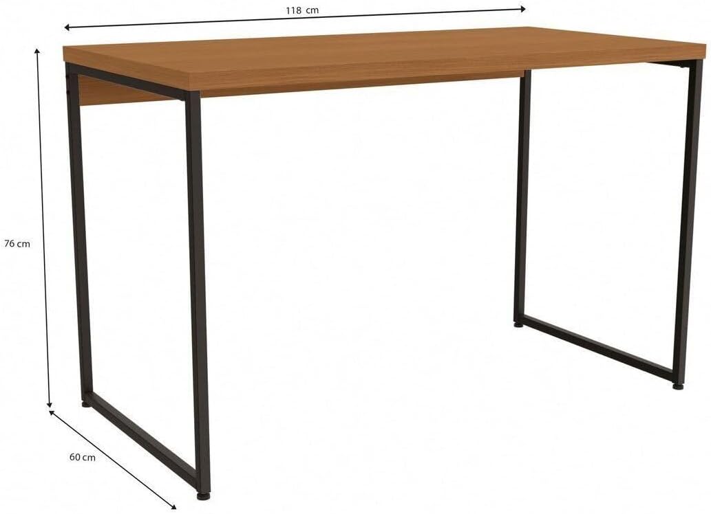 Mesa De Escritório Escrivaninha Kappesberg Industrial Canela/Preto Fosco 118cm