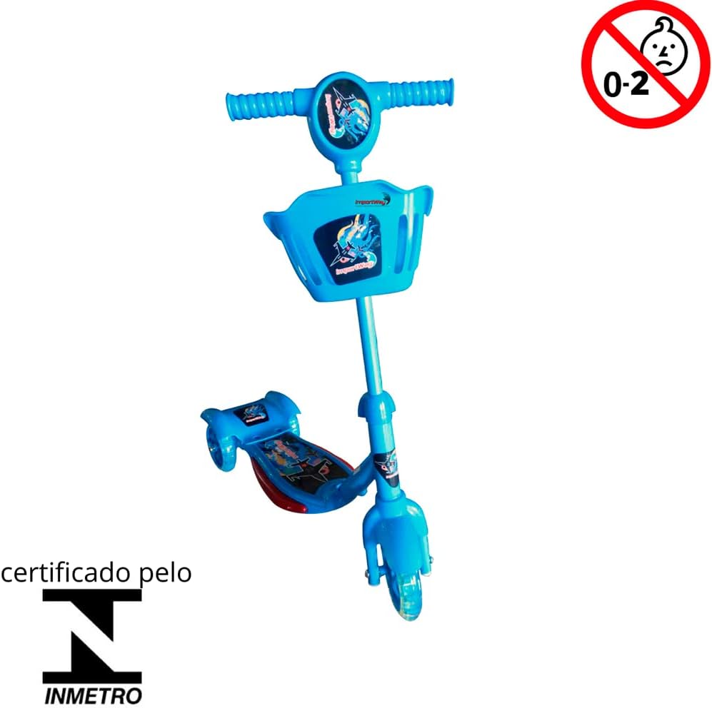 Patinete Infantil 3 Rodas Com Cesta Azul Importway