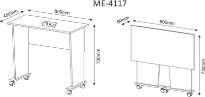 Mesa Escritório Dobrável com Rodizio Home Office Tecnomobili Amendoa