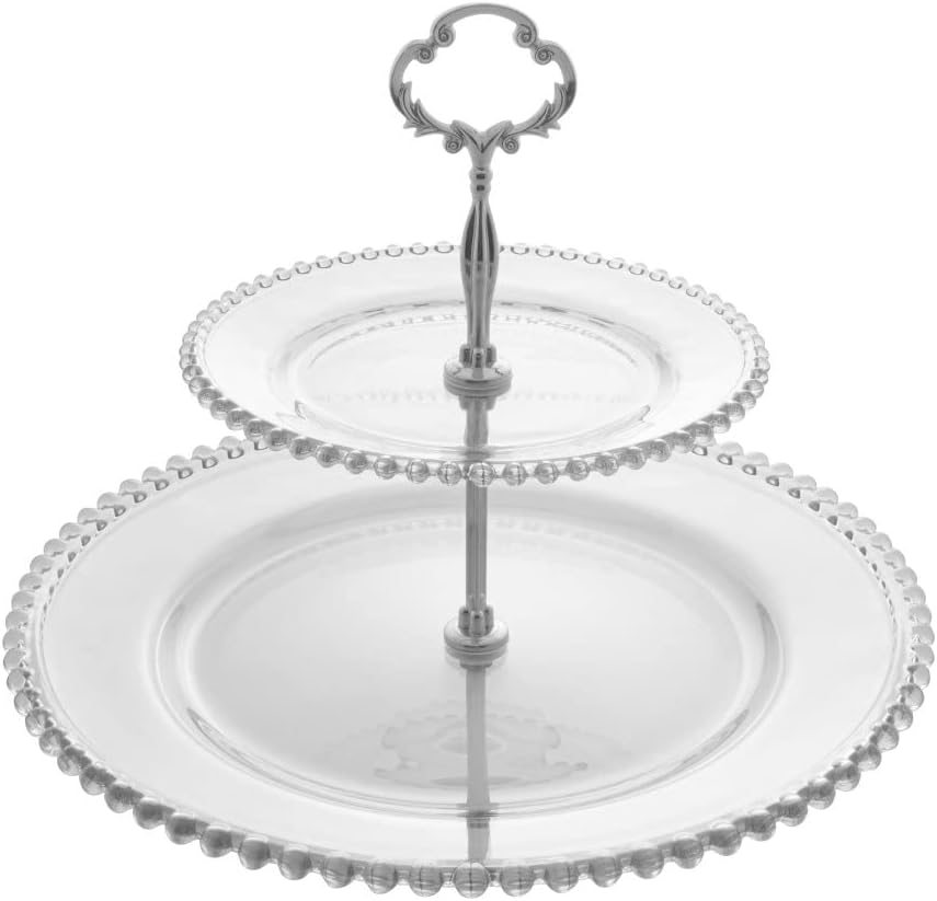 PRATO DUPLO CRISTAL DE CHUMBO PARA DOCES PEARL 32X25CM