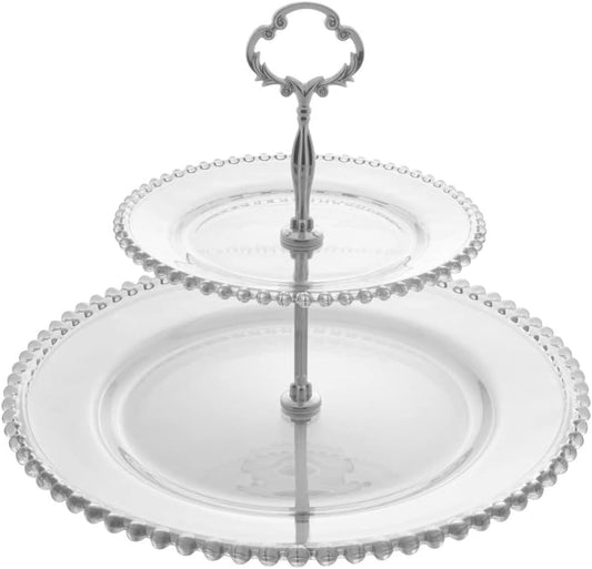PRATO DUPLO CRISTAL DE CHUMBO PARA DOCES PEARL 32X25CM