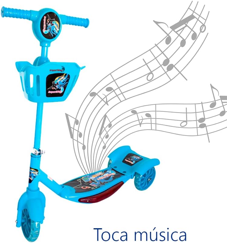 Patinete Infantil 3 Rodas Com Cesta Azul Importway